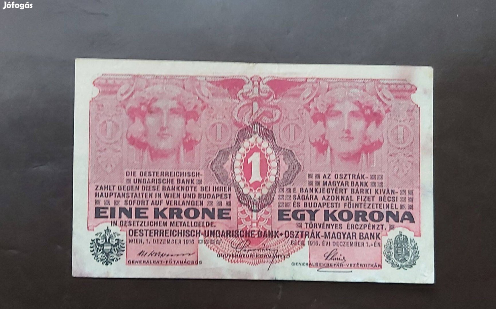 1916 1 Korona picit foltos 7000 fölötti sorszám