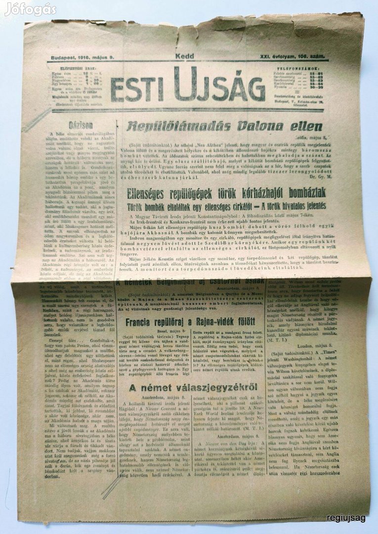 1916 május 9 / Esti Ujság / Újság - Magyar / Ssz.: 27835