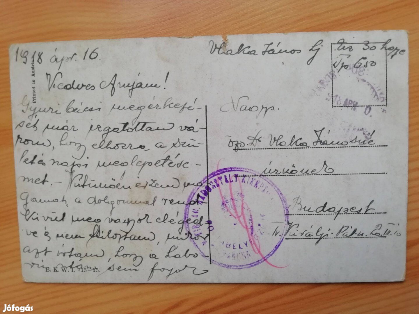 1918-as Katonai képeslap VI
