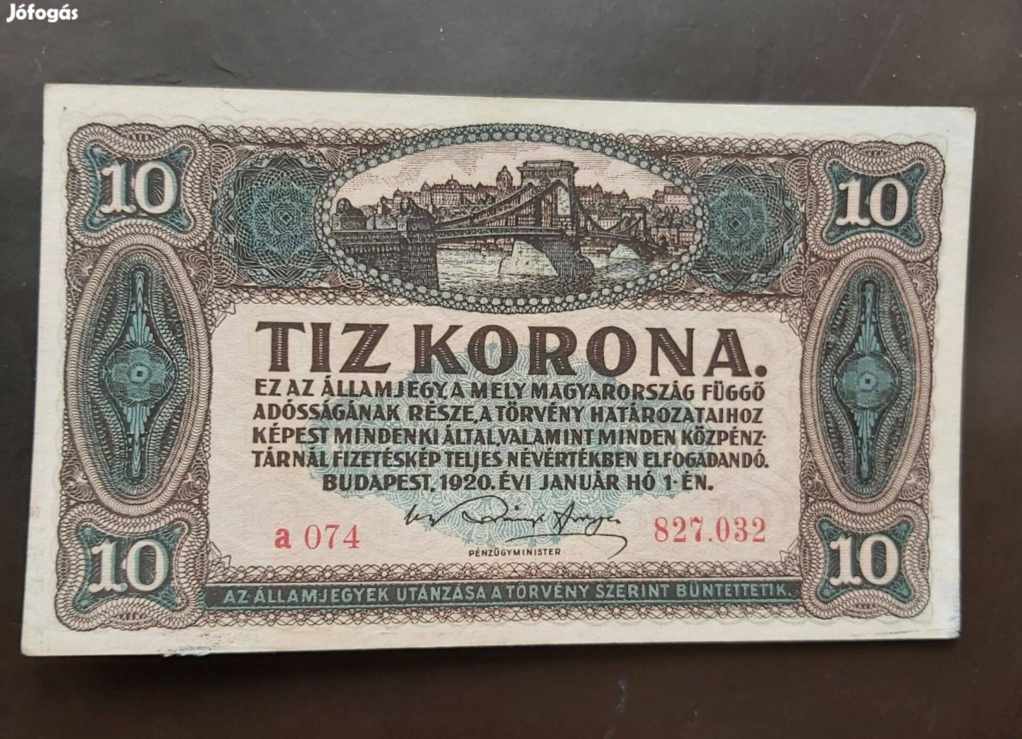 1920 10 korona szép állapotban eladó