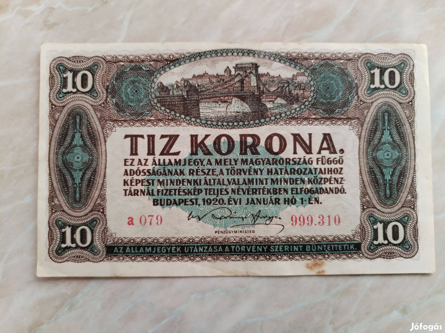 1920-as 10 papír Korona