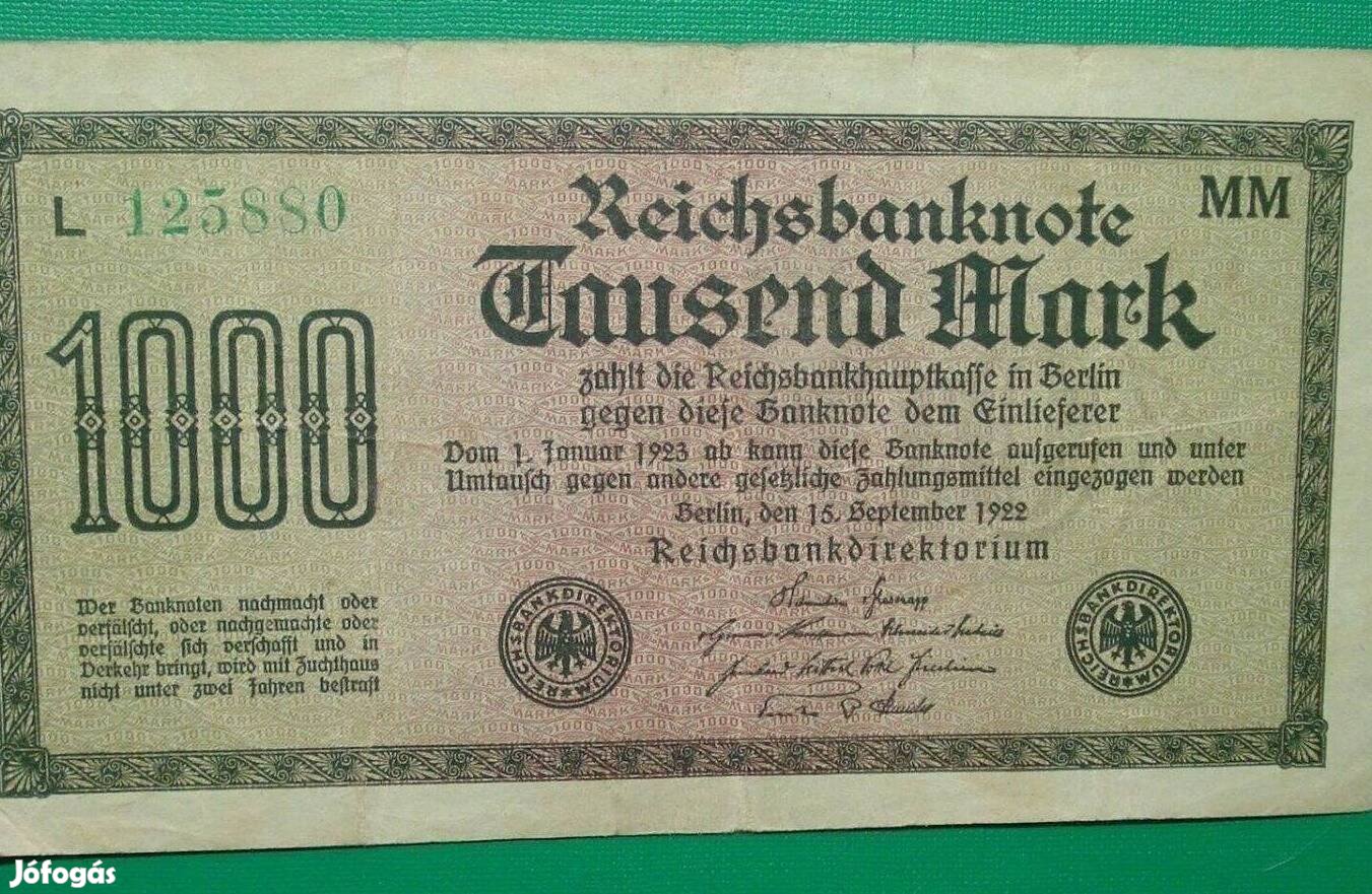 1922 / 1000 Márka Zöld Sorszámmal Németország (13)