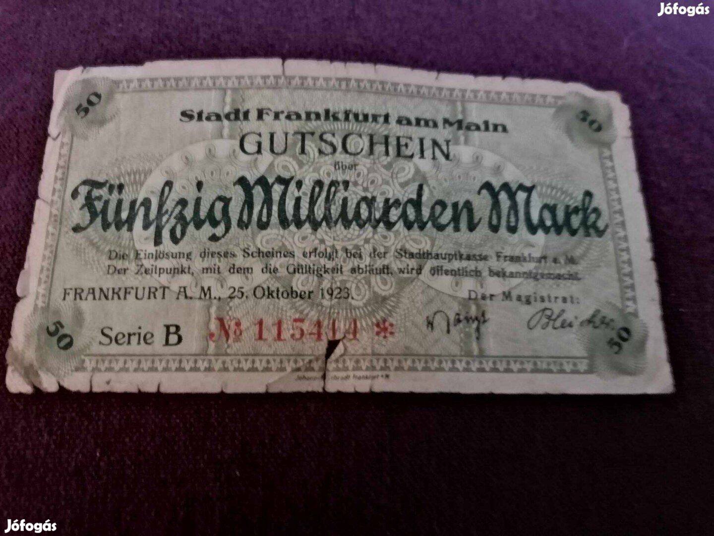 1923 /50 Milliárd Márka Frankfurt Németország Szükségpénz /Csillagos