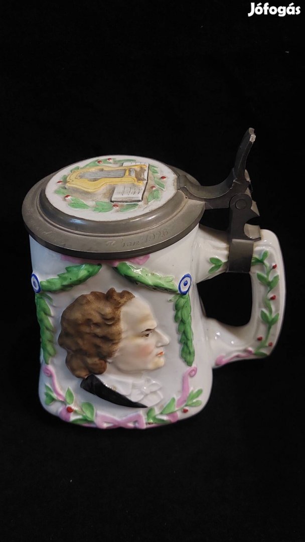 1926, majd 100 éves Beethoven, kézifestett porcelán krigli
