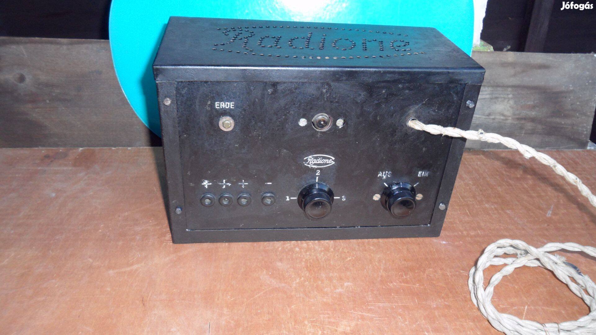 1927 Régi 1 csővel egyedi fém vázas, eredeti asztali rádió