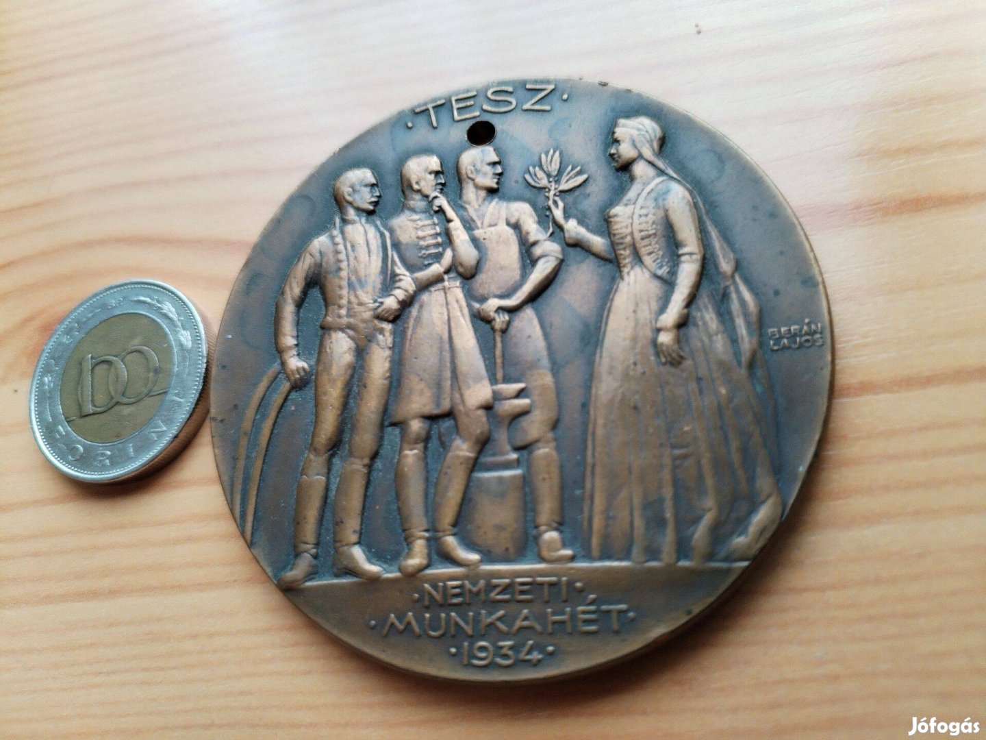 1934-es Nemzeti Munka Hét jelzett Berán Lajos érem