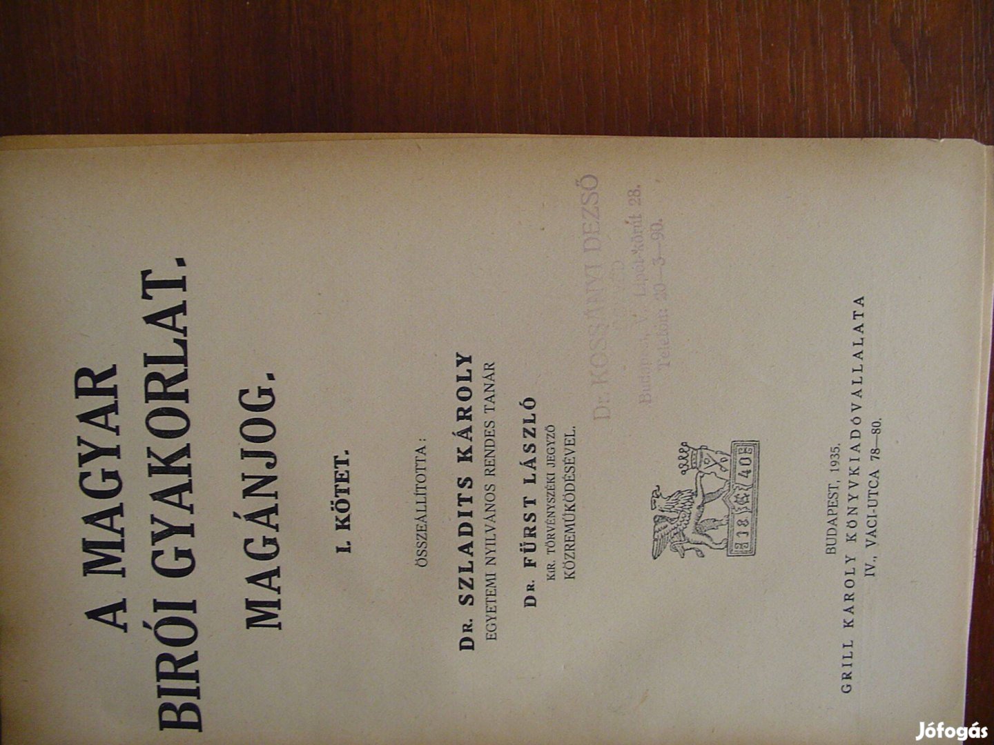 1935-ös Magánjog Magyar Bírói Gyakorlat ritka gyűjteményes db