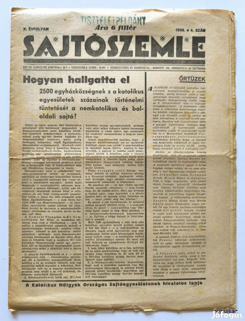 1936 / Sajtószemle / Újság - Magyar / Ssz.: 28508