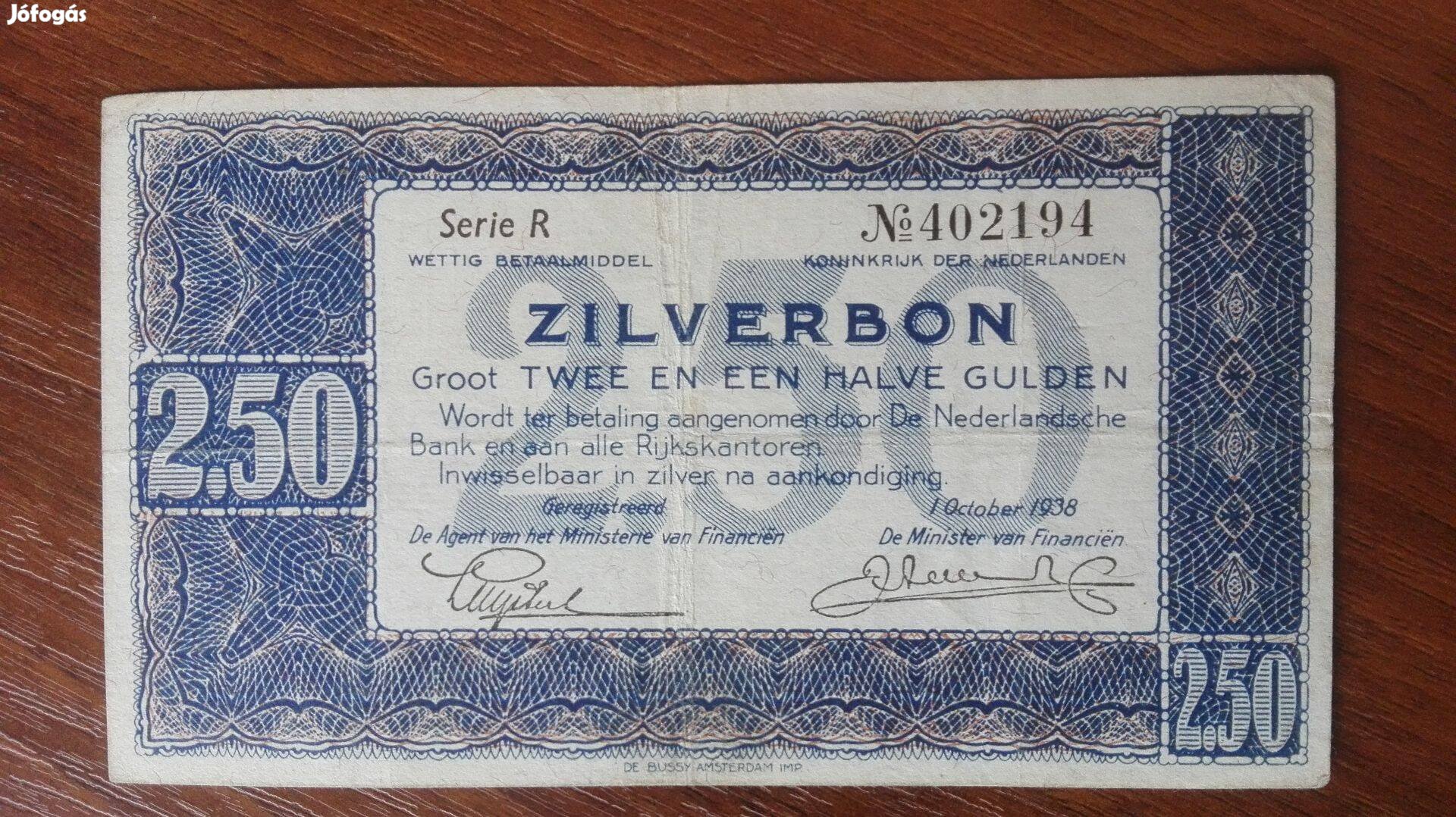 1936-os Holland 2.50 Gulden Silverbon