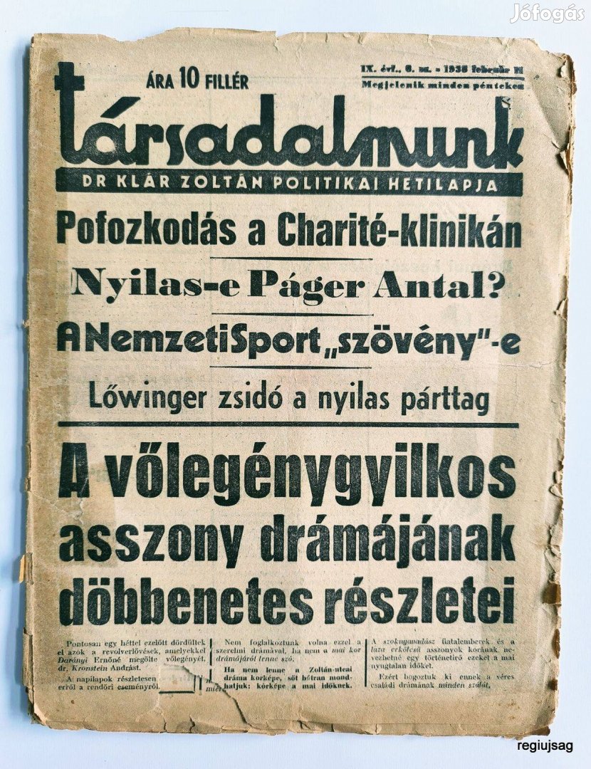 1938 II 11 / társadalmunk / Újság - Magyar / Ssz.: 27246