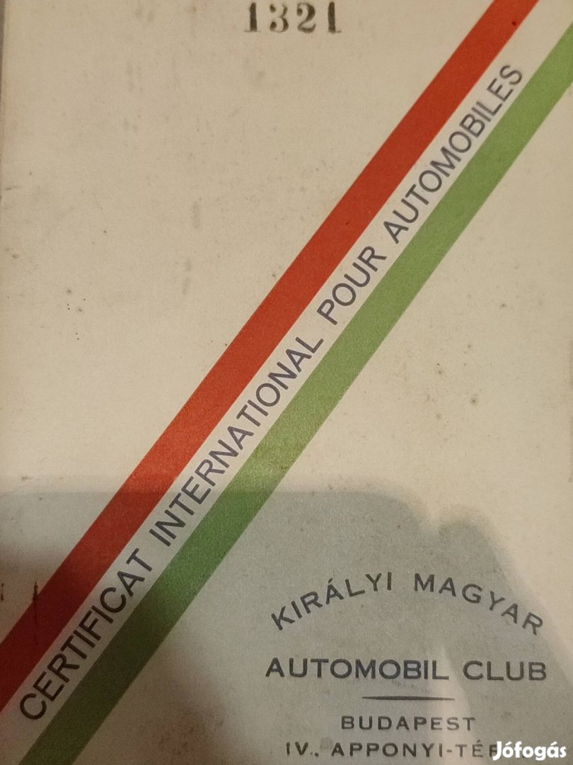 1938 Királyi Magyar Automobil Club: Nemzetközi vezetői engedély 