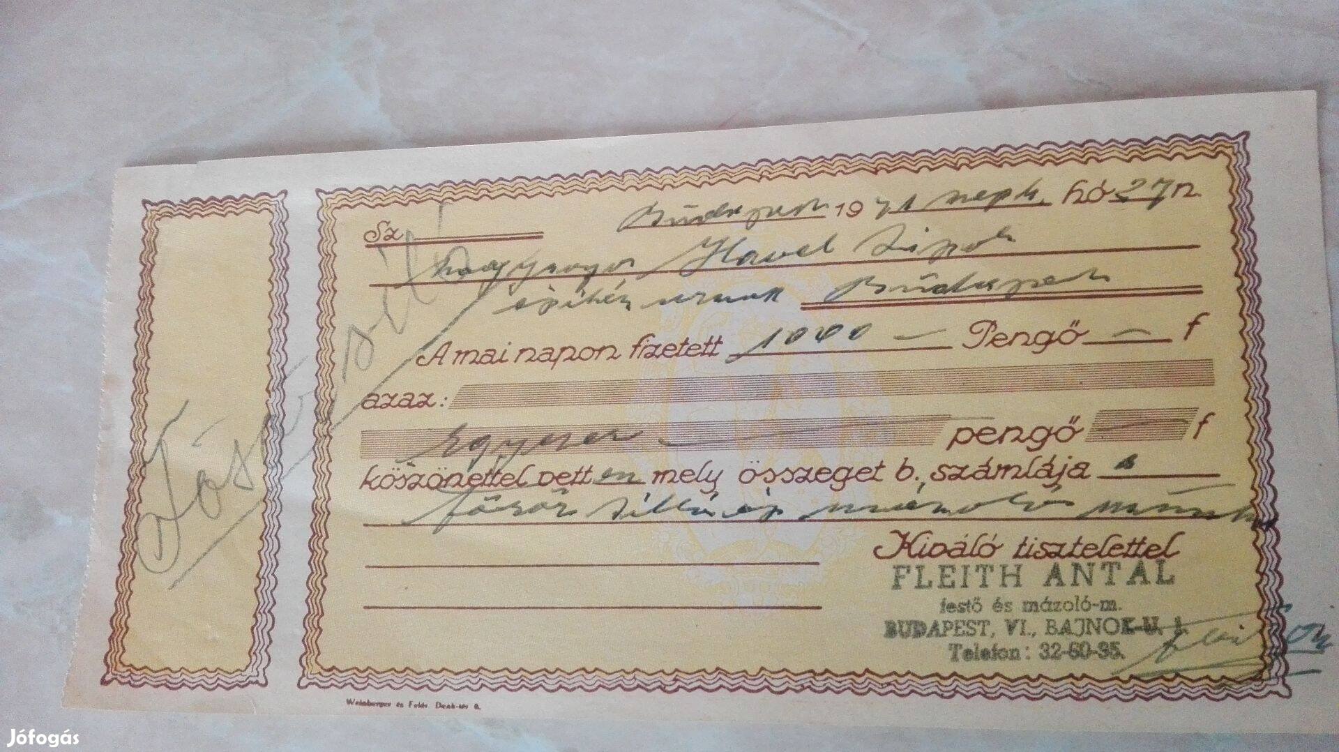 1941-es 1000 Pengős számla
