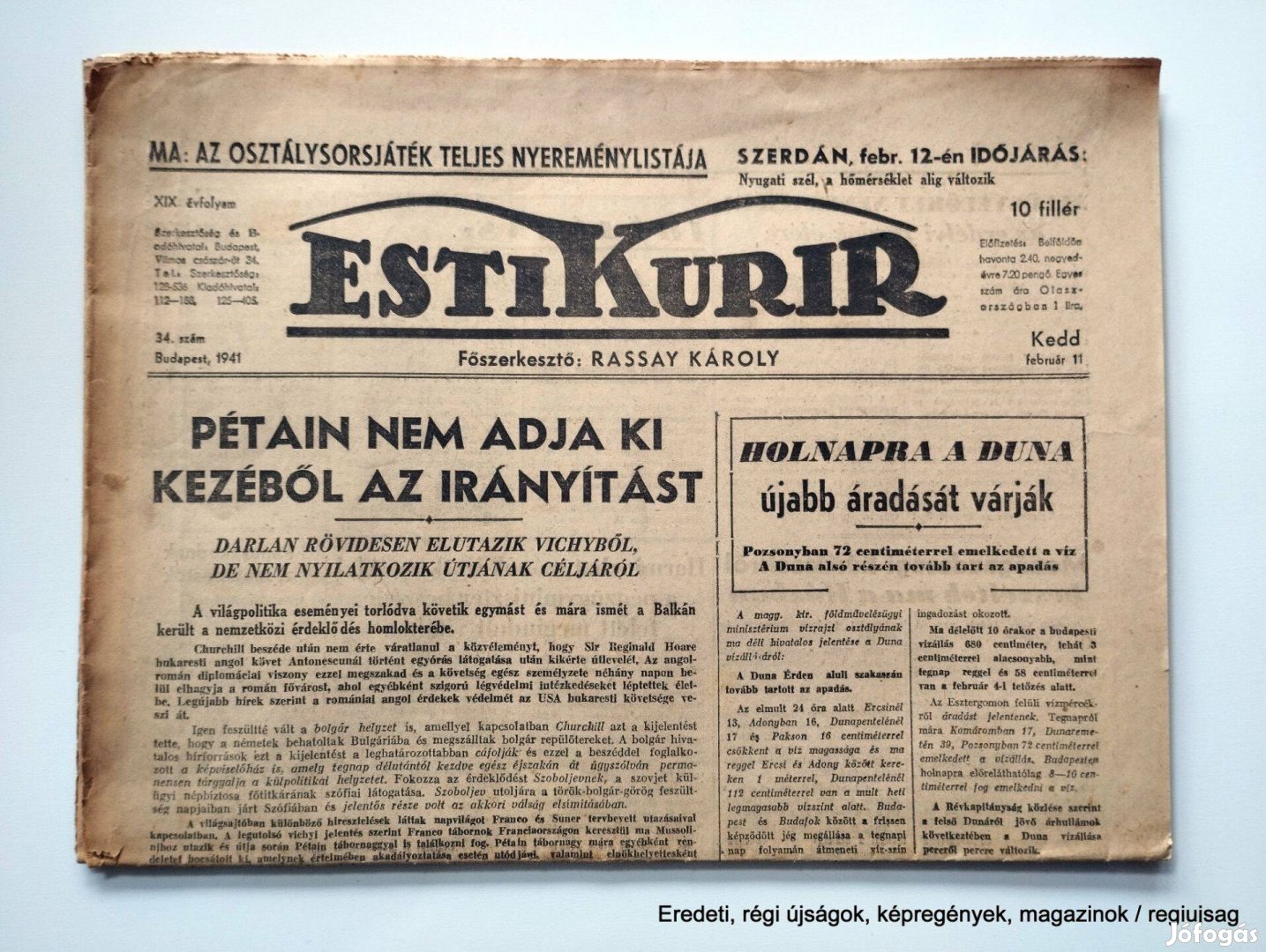 1941 február 11 / Esti Kurir / Újság - Magyar / Ssz.: 26730