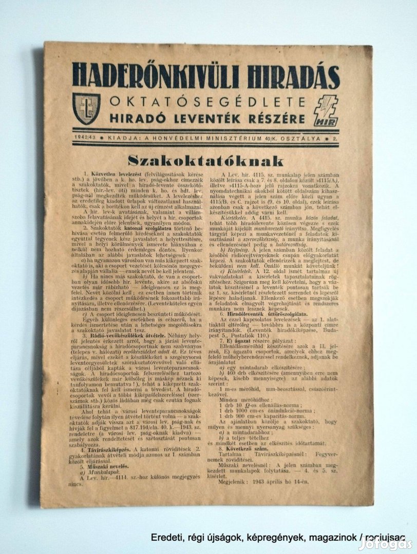 1942 - 1943 / Haderőnkivüli Hiradás / Újság - Magyar