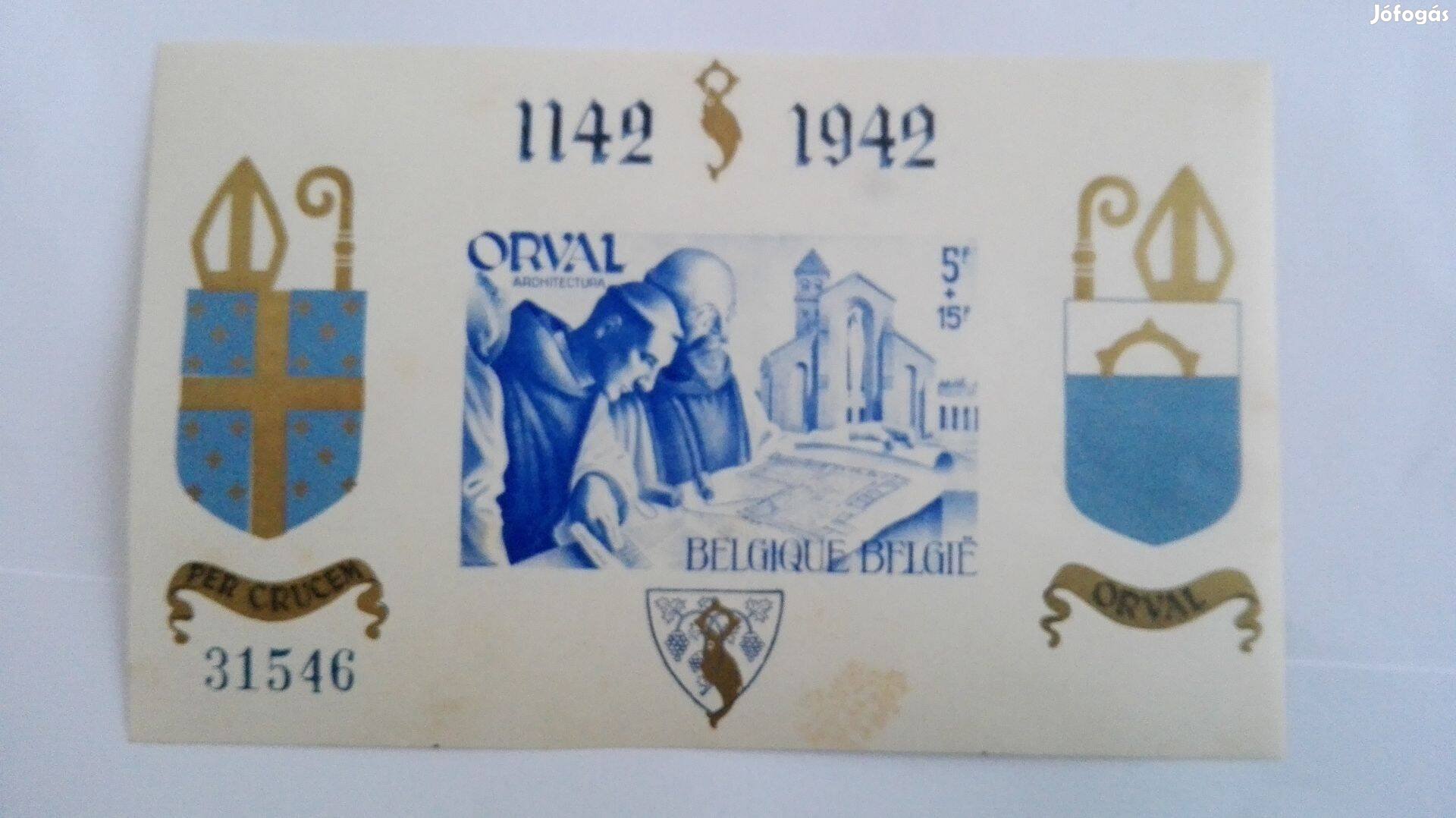 1942-es Orval Belga Apátság blokkbélyeg