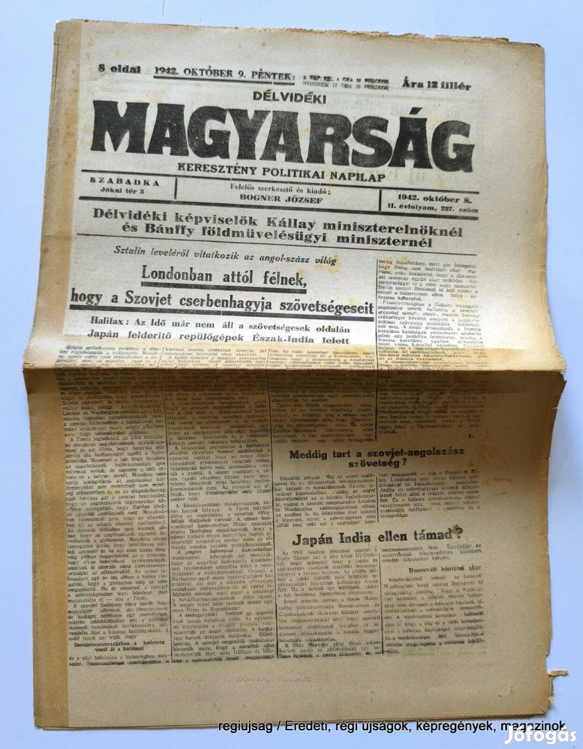 1942 október 9 / Magyarság Délvidéki / Újság - Magyar