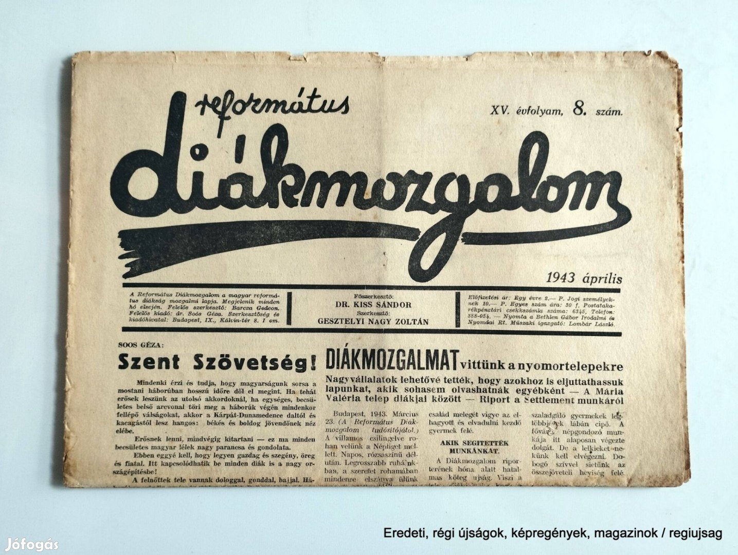 1943 április / református diákmozgalom / Újság - Magyar