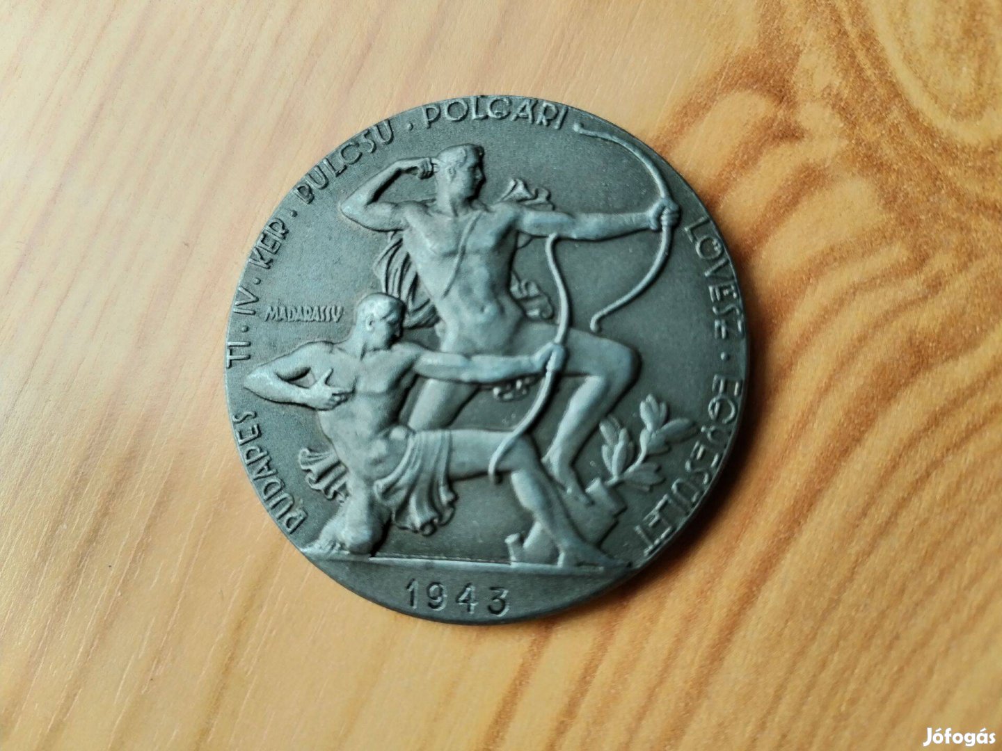 1943-as Lövész Jelzett Madarassy érem ritka érem