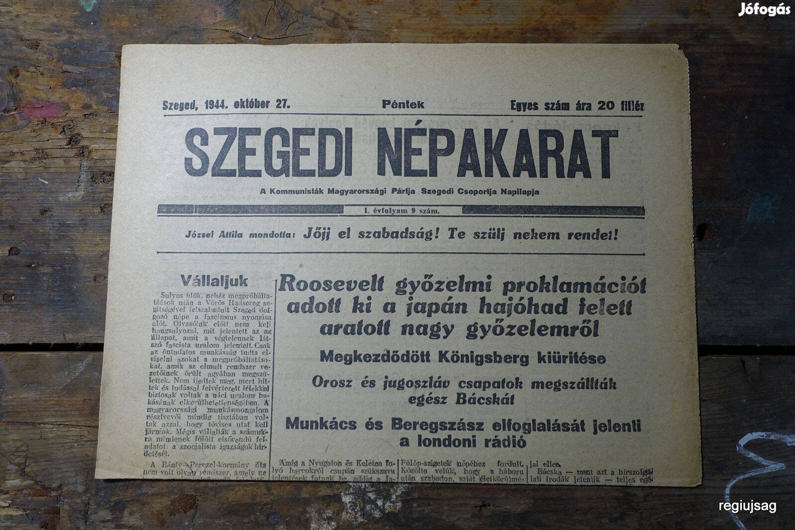 1944 október 27 / Szegedi Népakarat / Ssz.: 25533