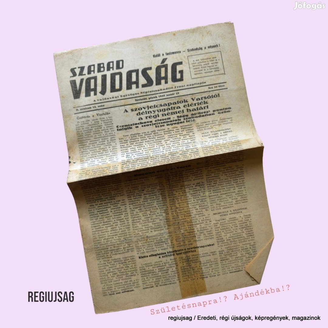 1945 január 19 / Szabad Vajdaság / Újság - Magyar / Ssz.: 29458