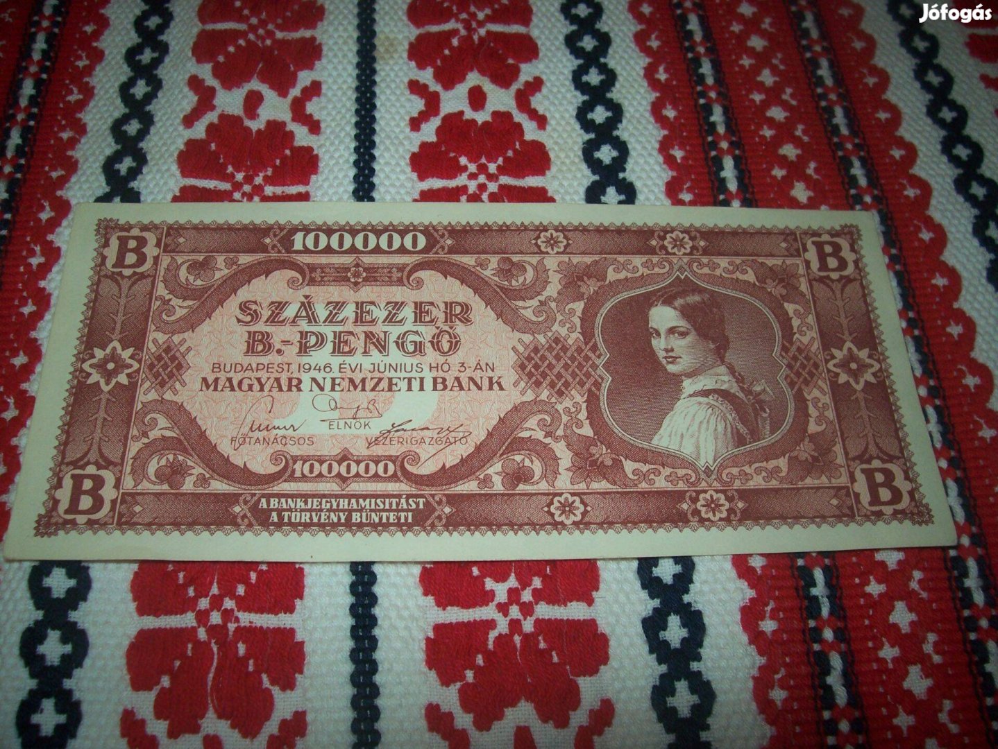 1946 évjáratú Százezer-B. Pengö Ritka