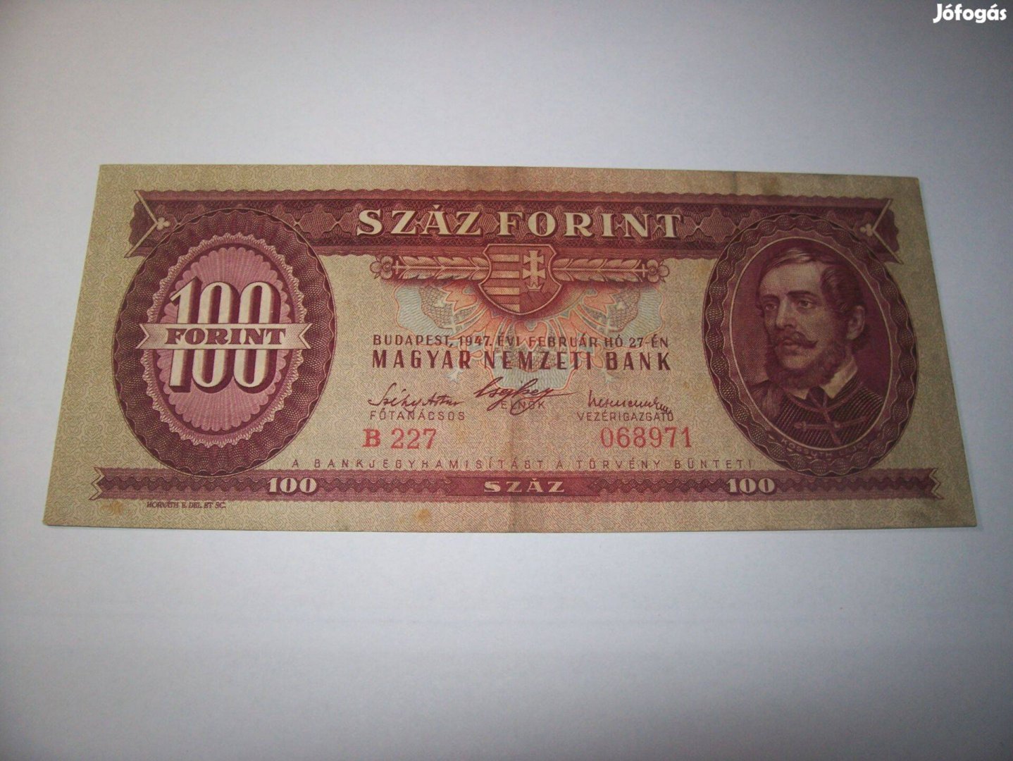 1947 évjáratú 100 forintos. Ritka. Kép szerint