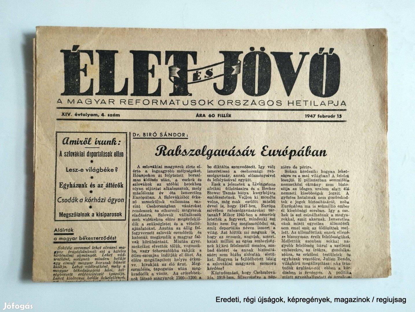 1947 február 15 / Élet és Jövő / Újság - Magyar / Ssz.: 26561