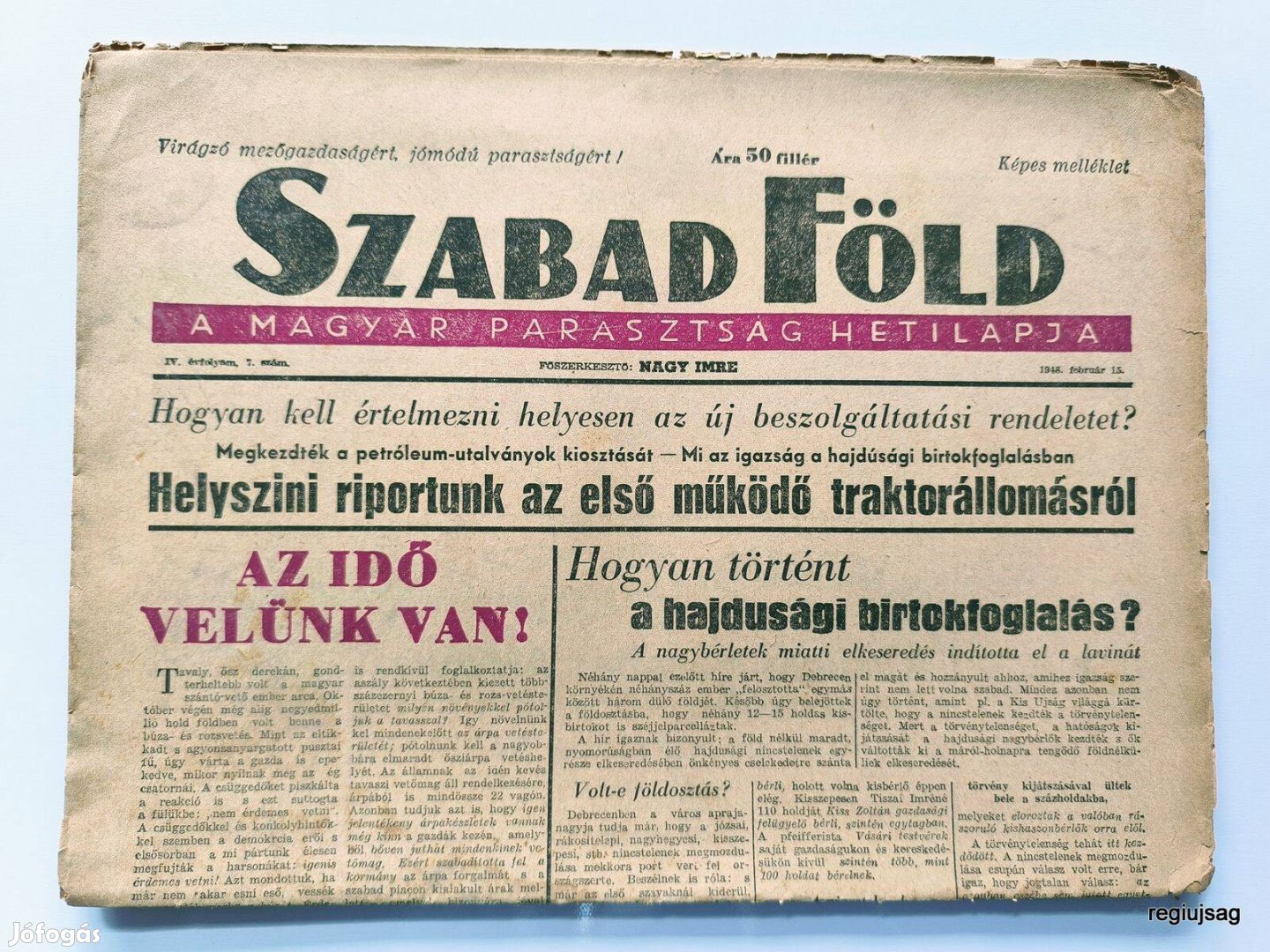 1948 február 15 / Szabad Föld / Újság - Magyar / Ssz.: 27262