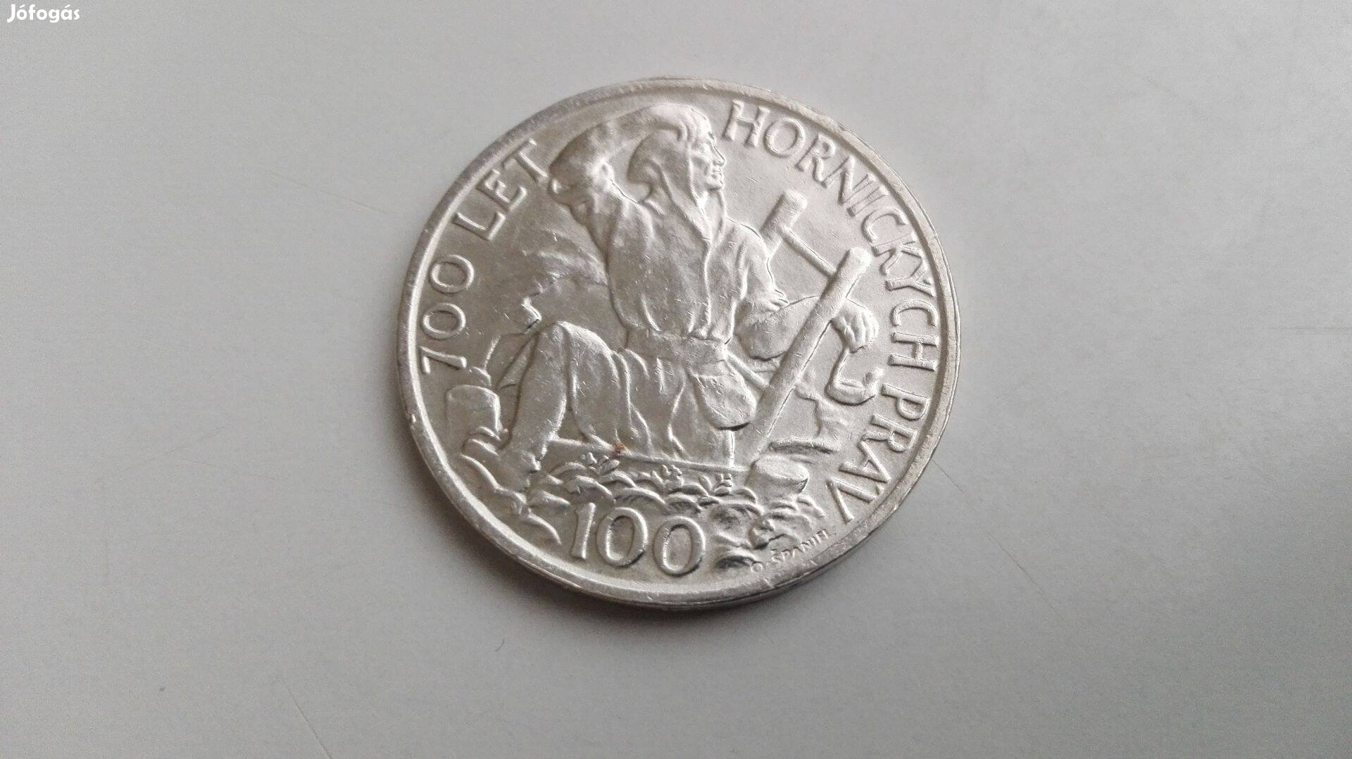 1949-es Csehszlovák ezüst 100 korona 700 éves a bányászati jo