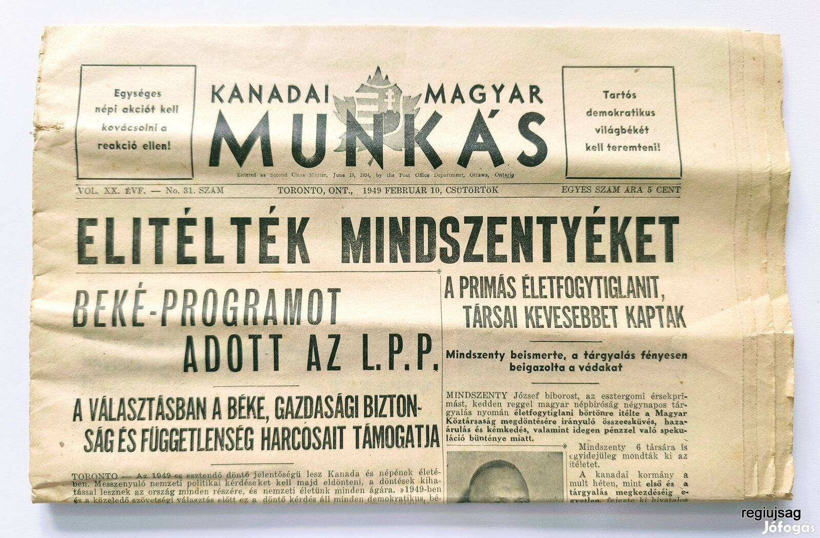 1949 február 10 / Kanadai Magyar Munkás / Újság - Magyar