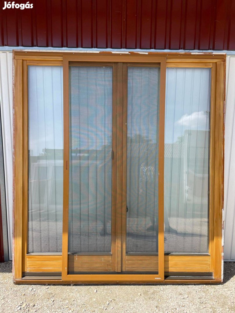 194x214 bontott fa terasz ajtó,2 szárnyú hőszigetelt üveggel