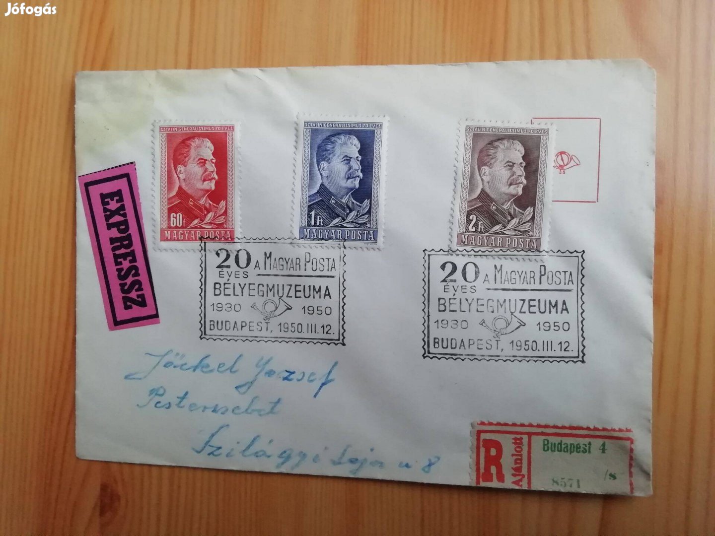 1950-es Bélyeg Múzeum FDC futott express Sztálin sorral