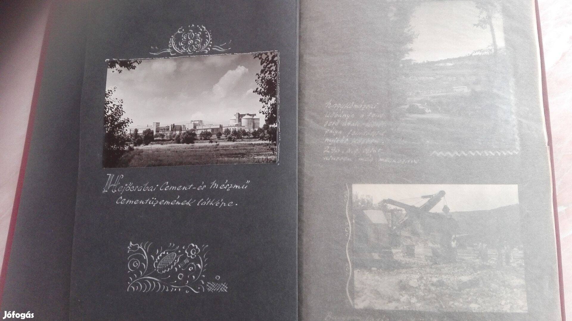 1950-es fotóalbum Hejőcsabai Cement és Mészmű ritka album