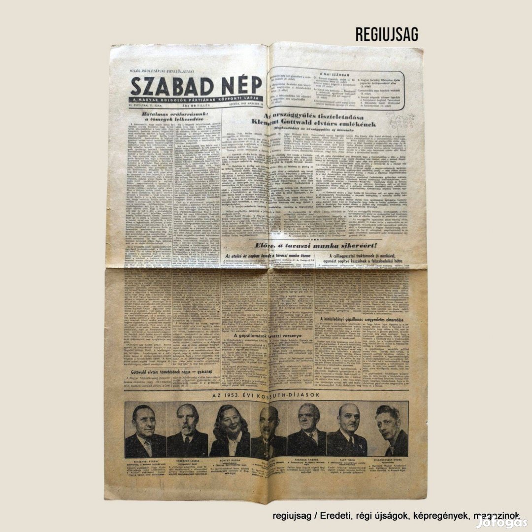 1953 március 18 / Szabad Nép / Eredeti újság Ssz.: 29437