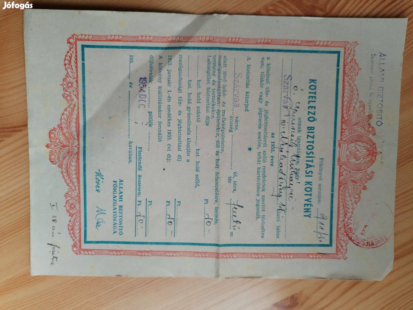 1954-es Kötelező Bisztositási Kötvény