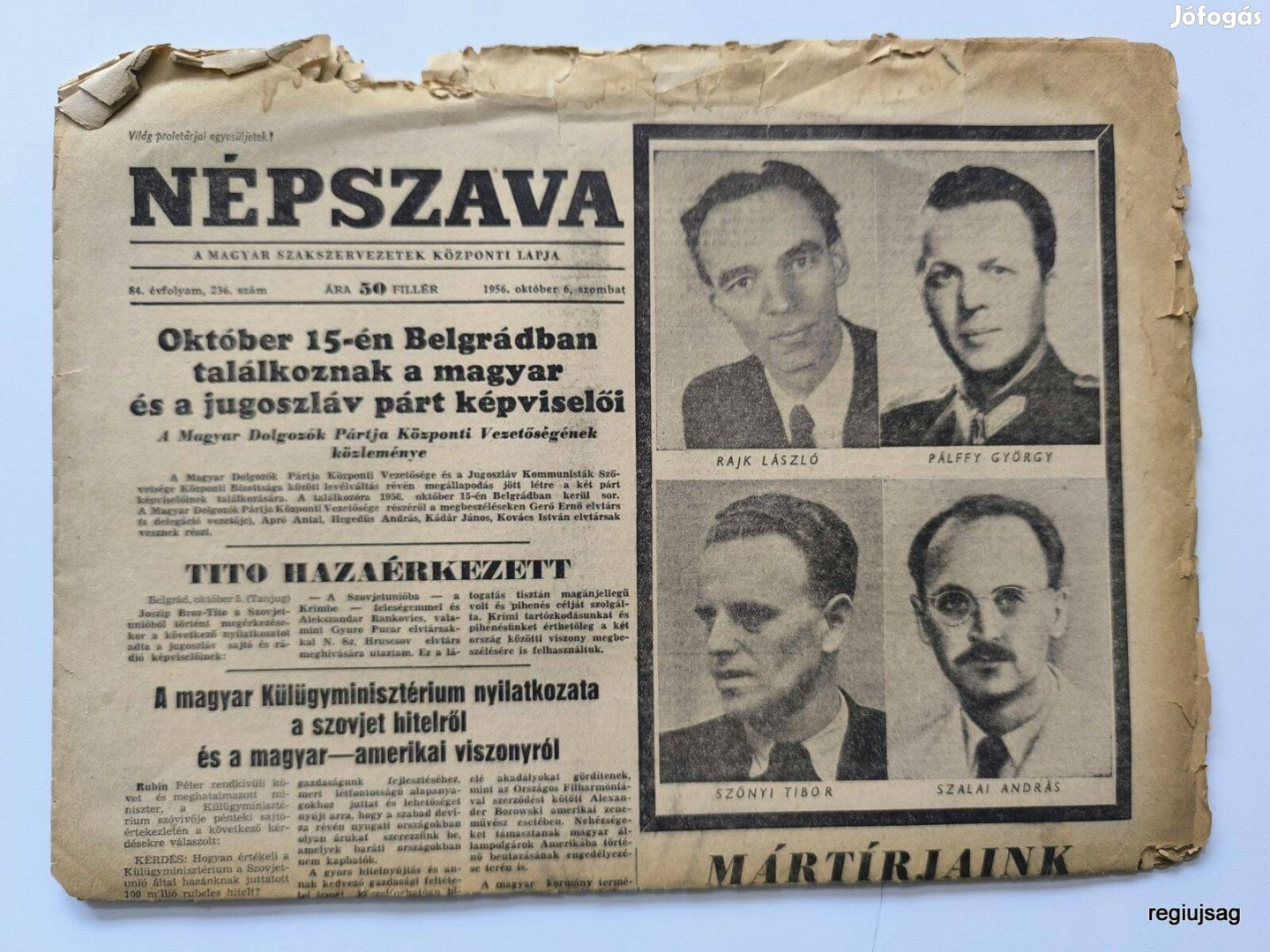 1956 október 6 / Népszava / Újság - Magyar / Ssz.: 27553