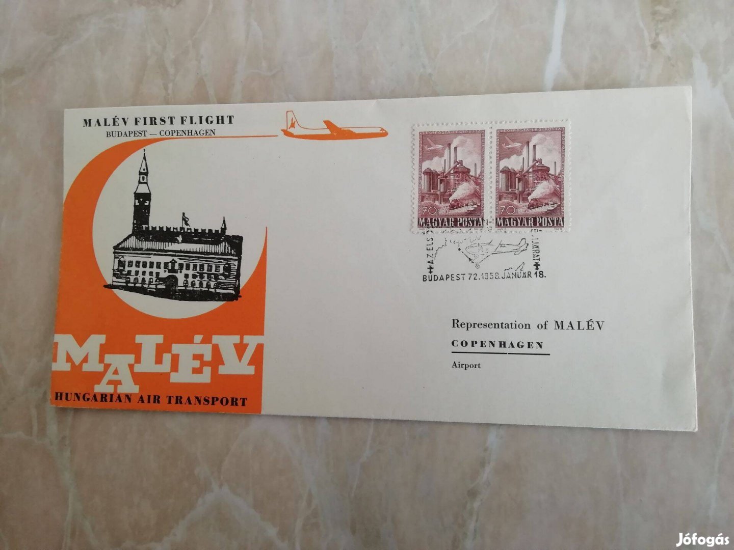 1958-as Maléves FDC Koppenhágába