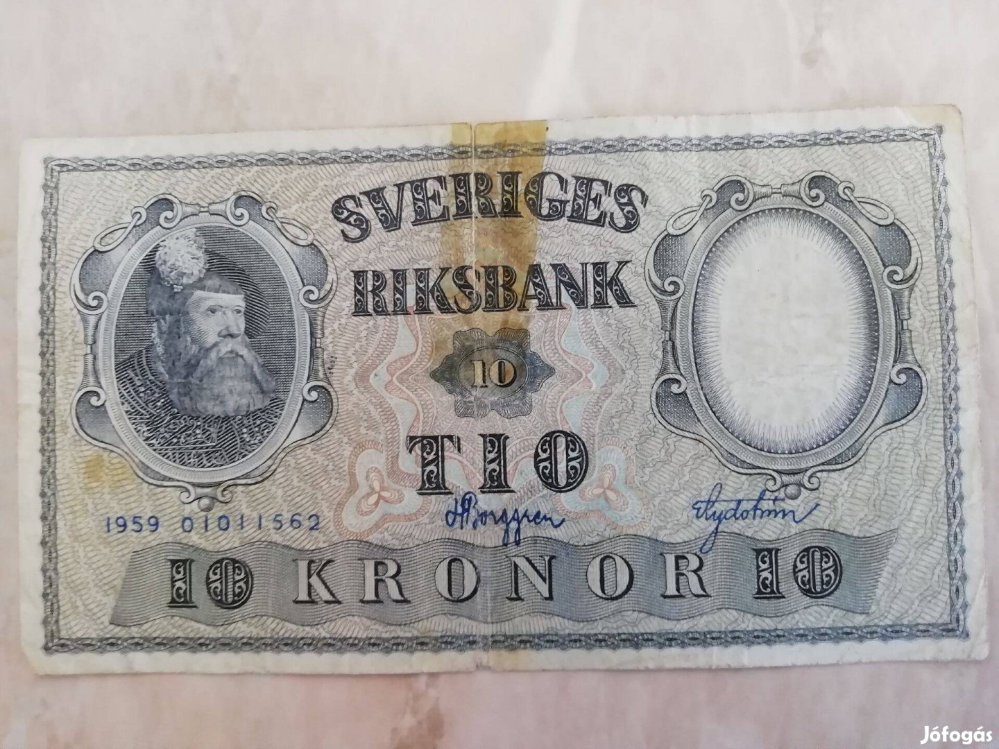 1959-es kiadásu Svéd /Sveriges Riks Bank/ 10 Korona