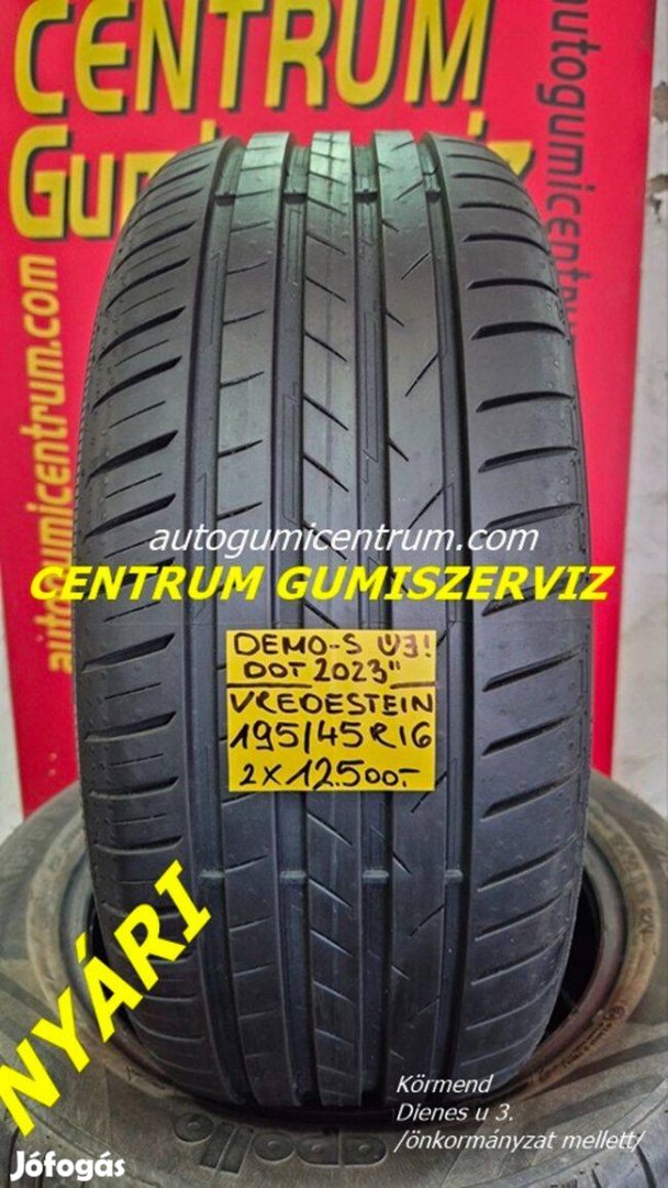 195/45r16 használt nyári gumi Vredestein 2db 12.500 Ft
