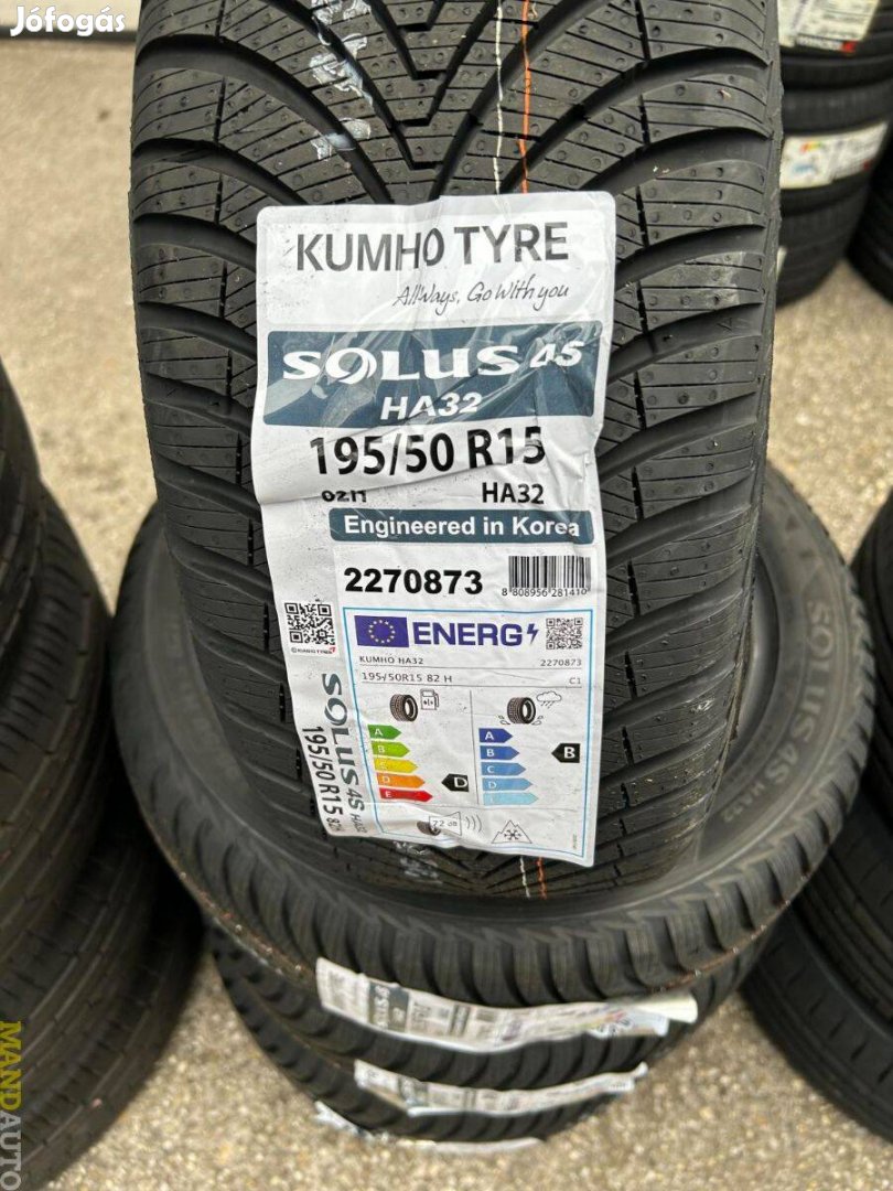 195/50R15 Kumho Solus 4S HA32,Új négy évszakos gumi