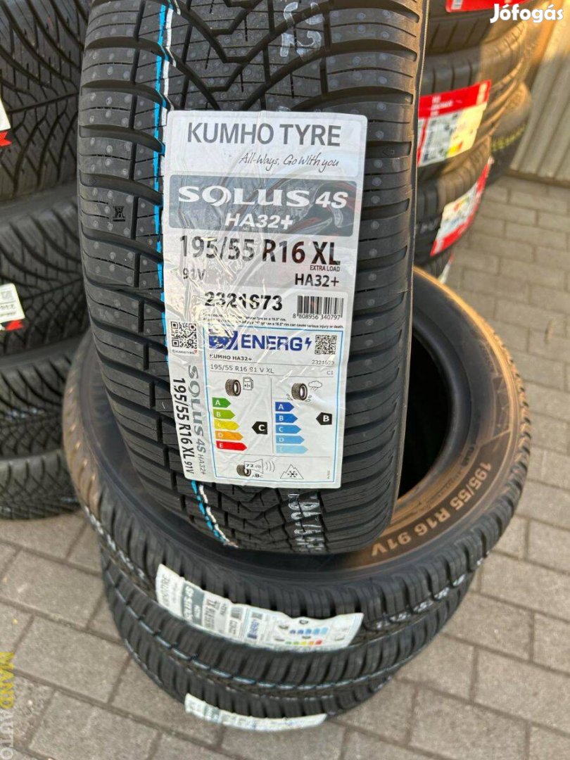 195/55R16 Kumho Solus 4S HA32+(XL),Új négy évszakos gumi