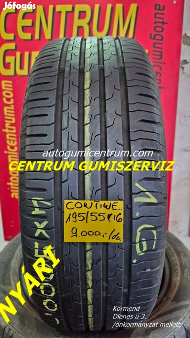 195/55r16 használt nyári gumi Continental 4db 1.g 9.000 Ft