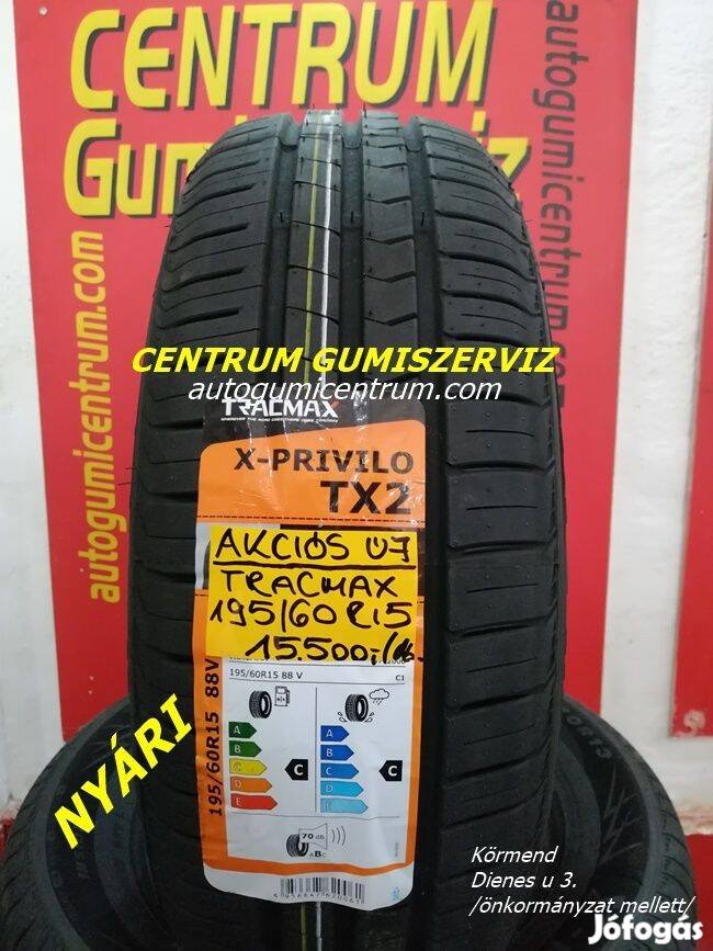 195/60r15 Tracmax új akciós nyári gumik. 15.500 Ft