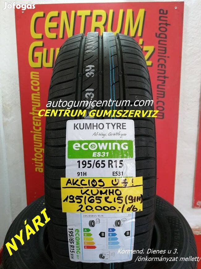 195/65R15 Kumho nyári gumi 20.000 Ft