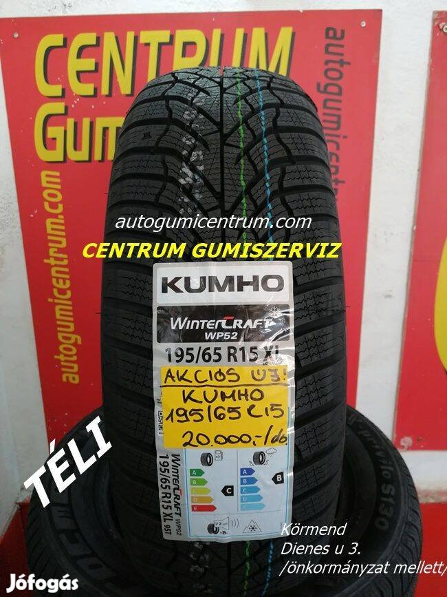 195/65r15 téli gumi újak -Kumho. 20.000 Ft