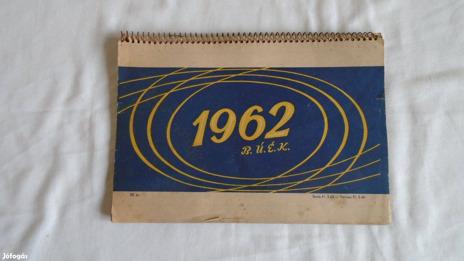 1962-es asztali naptár - korához képest jó állapotú - Gyűjtőknek!!
