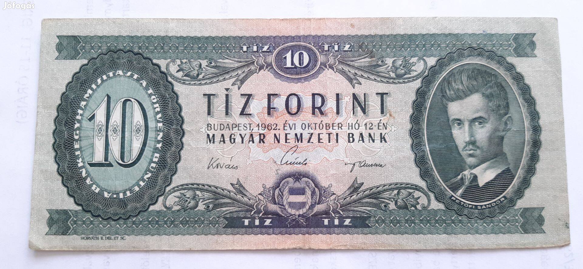 1962 évi tíz forintos papír bankjegy használt állapotban