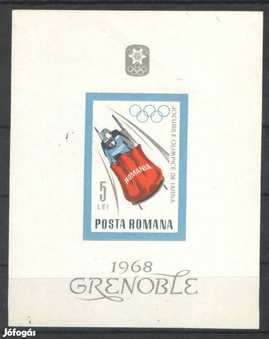 1968,. Románia - Téli olimpia, vágott blokk**