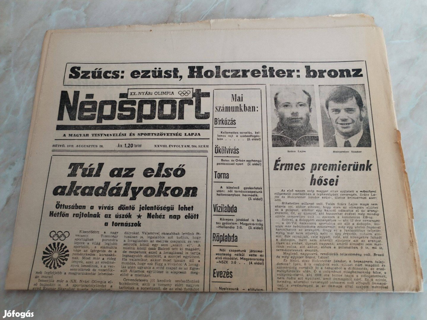 1972-es Müncheni Olimpiát tudósító Népsport száma