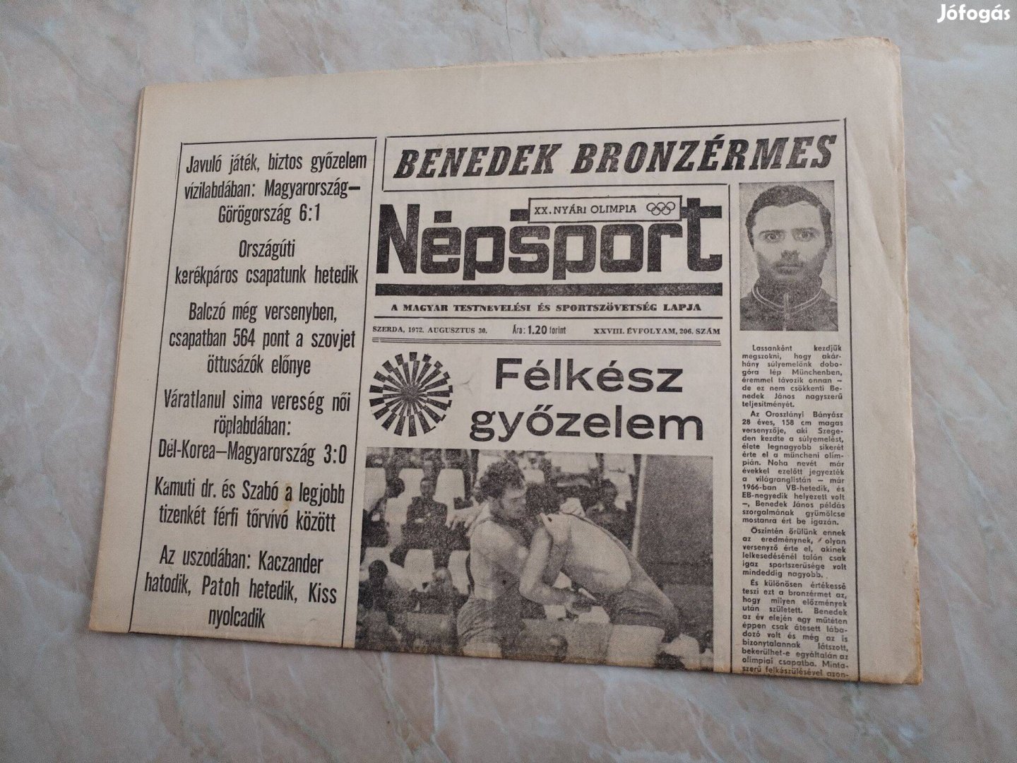 1972-es Népsport A Müncheni Olimpiát tudósító ritka száma